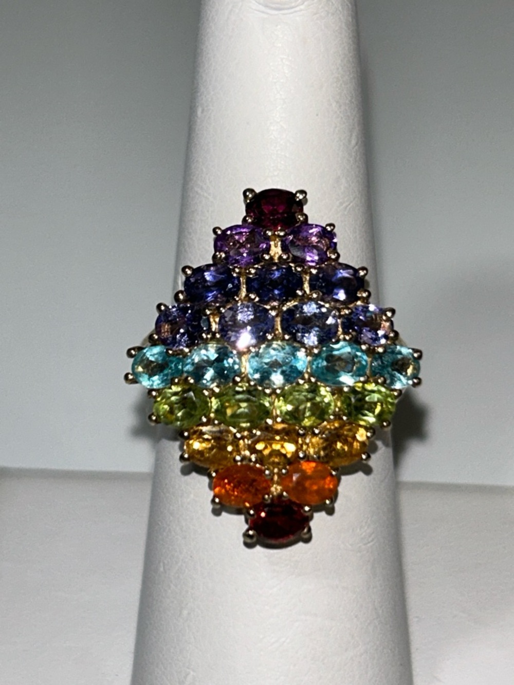 NYC 11 Gold Plated Sterling Silver Genuine Multi Gemstone Ring